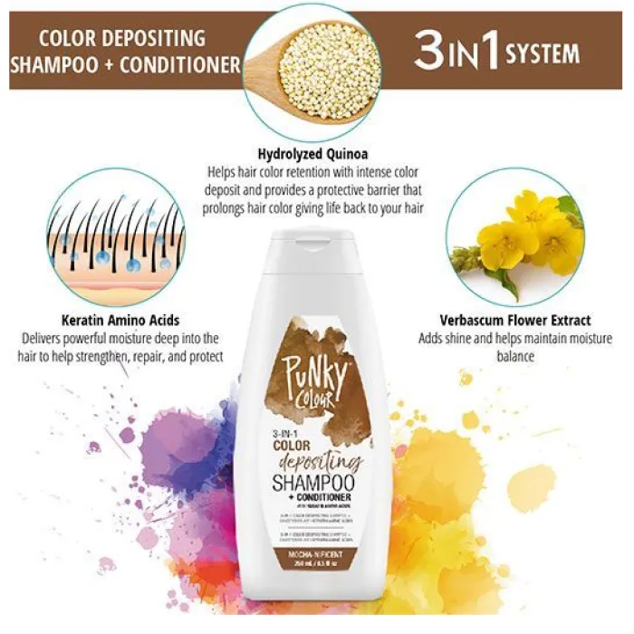 3-in-1 Color-Depositing Shampoo + Conditioner - Mochanificent 250ml