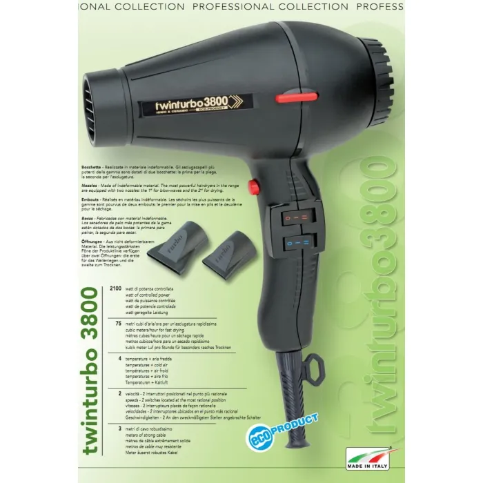 3800 Eco Ceramic & Ionic Hair Dryer Black