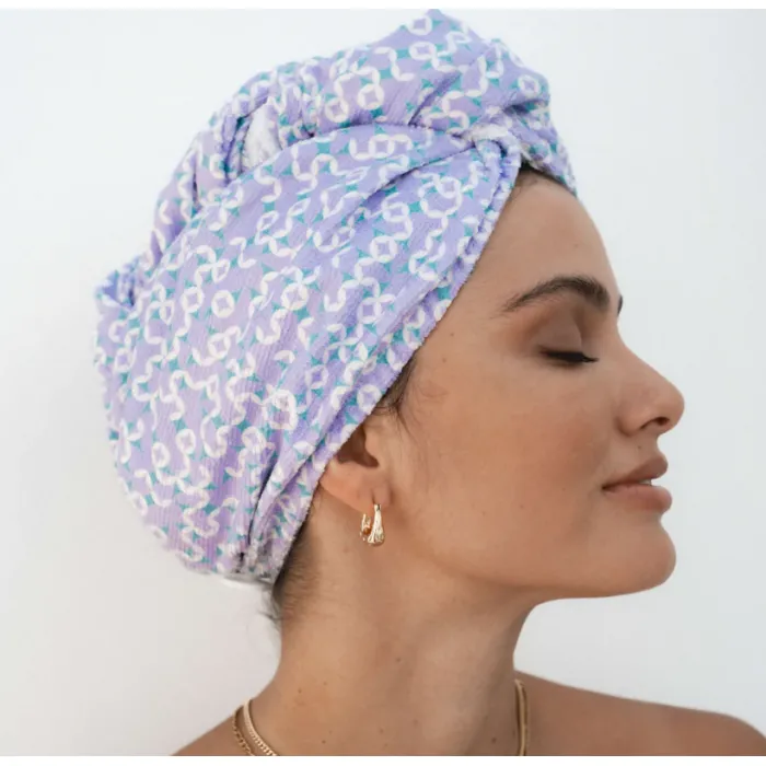 RIVA Hair Towel Wrap - Lavender Geo