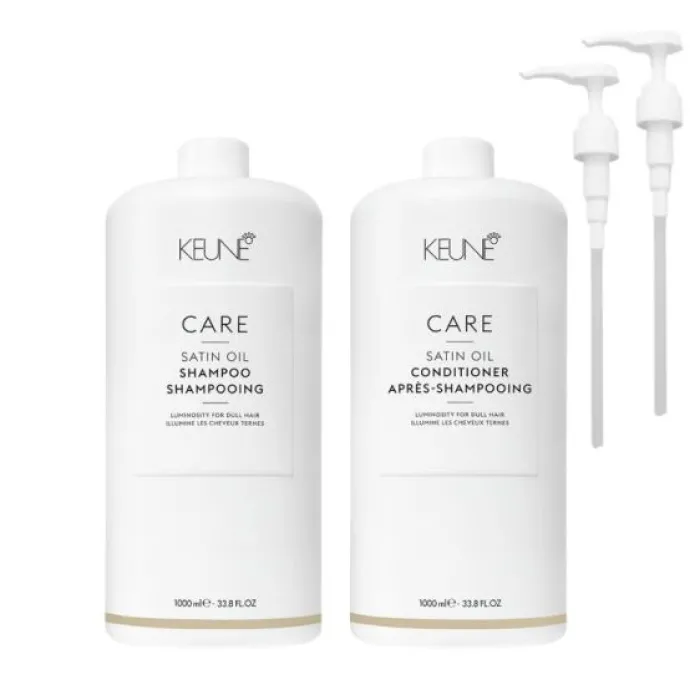 Care Satin Oil Shampoo and Conditioner Duo 1 Litre with Pumps