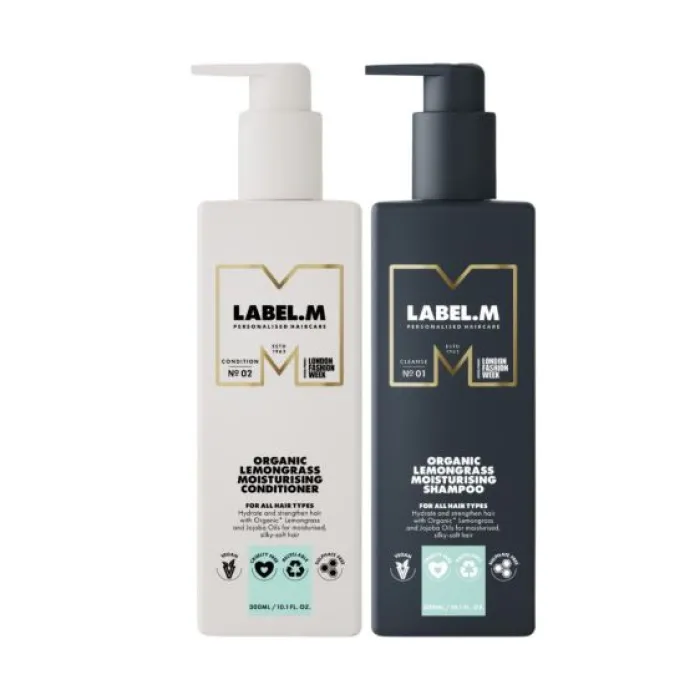 Organic Lemongrass Moisturising Shampoo and Conditioner Duo 2 x 300ml