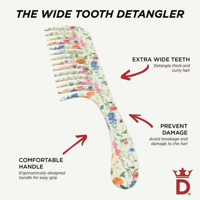 D28 Deluxe Floral Fantasies Wide Tooth Detangle Comb